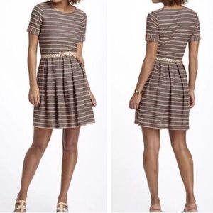 Anthropologie Bordeaux Brown Gray Stripe Dress